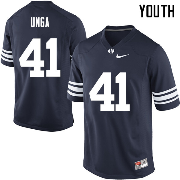Youth #41 Uani Unga BYU Cougars College Football Jerseys Sale-Navy